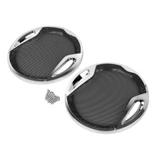 1 Paar Achterluidspreker Trim Roosters Gaas Covers Chroom Frame + Zwart Gaas voor Tri Electra Glide 14-2023 FLHTCU FLHTCUL