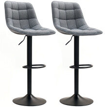 Ensemble de 2 tabourets de bar pivotants modernes, revêtement gris foncé