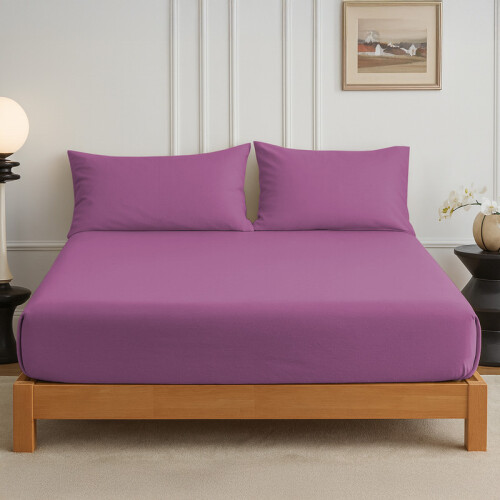 (Super King, Purple) 25cm Extra Deep Fitted Bed Sheet-Ultra Soft Microfiber Elastic Fitted Sheets UK 1