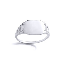 (G) Jewelco London Kids Sterling Silver Watch Strap Oval Signet Ring - GVR30K