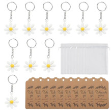 Set van 10 Daisys-sleutelhangers met organzazakjes en