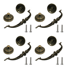 4-delige shabby elegante bronzen handgrepen voor kasten, kasten