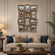 12 Multi Ornate Wall Photo Frame GreyBrush 58x45Cm
