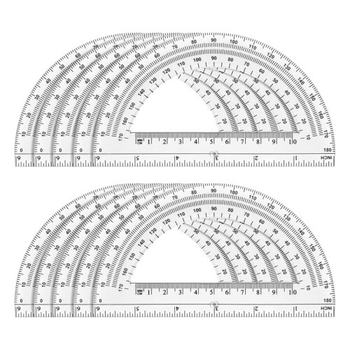 10 Pack Clear Protractor Set, 6 Inch Plastic Geometry Tools, 180 Degree Measurement for School, Office, Classroom 1