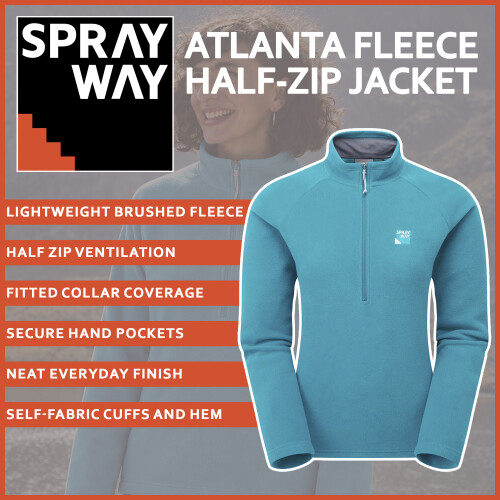 (12, Blaue Lagune) Sprayway - Sprayway - Damen Half Zip Wander Fleece Pullover 2