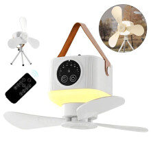 Camping Ventilator mit LED Licht, Akku 7200mAh, USB-C aufladbar, Hängeventilator mit Fernbedienung & Timer, 4 Stufen, für Zelt, Wohnmob
