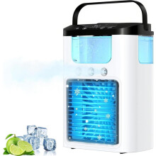 Tragbare Mini Klimaanlage mit Sprühnebel, 3 Windstufen, 600ml Wassertank, 1200mAh Akku, leise für Auto, Büro, Küche