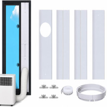 Zestaw uszczelniający do okien przenośnych klimatyzatorów, wąż wylotowy 150 mm, 4-częściowy zestaw do montażu okien z PVC, nie wymag