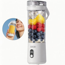 Tragbarer Mini Mixer USB, 600ml Smoothie Maker, 12 Klingen, wiederaufladbar, BPA-frei, für Smoothies, Saft & Proteinshake, 2400mAh Akku