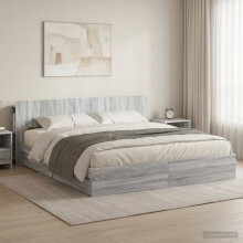 vidaXL Bed Frame with Storage Grey Sonoma 180 x 200 cm Engineered Wood
