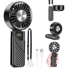 Handventilator Mini 2-in-1, tragbar & klappbar, USB wiederaufladbar 4000mAh, 100 Geschwindigkeitsstufen, Display, ideal für Reisen, Bür