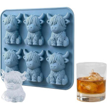Mini 3D formička na ľad s motívom hovädzieho skotského hovädzieho dobytka, silikónová forma na ľad, čokoládu, cukríky a mydlo, opa