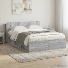 vidaXL Bed Frame with Storage Grey Sonoma 140 x 190 cm Engineered Wood