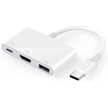 [Apple MFi-] USB-C HDMI adaptér 3 v 1 4K HDMI, 100W PD nabíjací port a USB 3.0 hub, kompatibilný s iPhone 15/16/17, iPad, MacBook