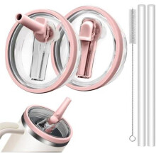 Zestaw 2 wymiennych pokrywek do kubków Stanley o pojemności 40 uncji – szczelne pokrywki z klapką i słomką do kubków Stanley Quenche