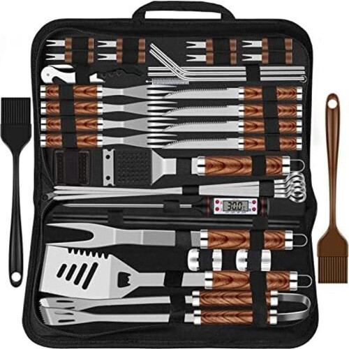 Σετ σκευών ψησίματος BBQ 38 τεμαχίων, αξεσουάρ ψησίματος από ανοξείδωτο ατσά