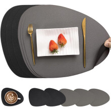 Tischsets Leder und Untersetzer, Tischsets Abwaschbar Rund Doppelseitigen rutschfest Platzdeckchen Leder Kunstleder Tischset Lederoptik