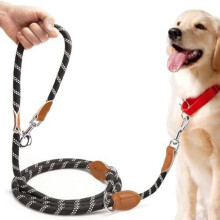 Hondenriem 3 m Verstelbare volgriem voor middelgrote en grote honden (15-60 kg), Reflecterende handsfree riem met 2 karabiners, Dubbele