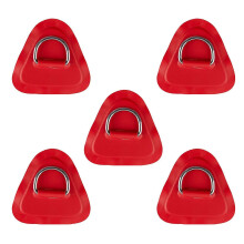 (Red) 5Pieces Pad/Patch D Rings for PVC Inflatable Boat Canoe Raft Stainless D-Ring Patch Dinghys Kayak Surfboard Paddle Board White
