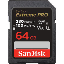 SanDisk Extreme Pro SDXC 64GB UHS-II V60 R280MB/s W150MB/s SDSDXEP-064G-GN4IN