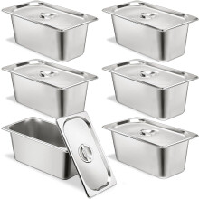 Stainless Steel Hotel Pans 1/3 Size 6 Inch Deep with Lids 6