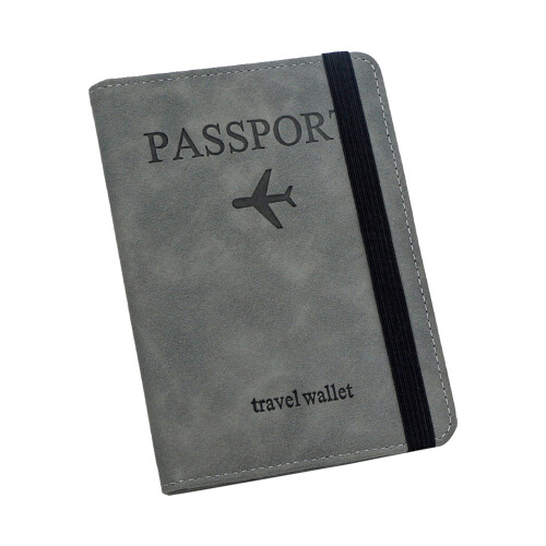 RFID Blocking Passport Holder PU Leather Travel Wallet with