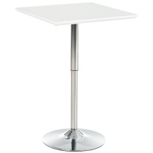 Table de bar/bistro carrée réglable en hauteur, en acier blanc
