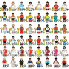 (G0191  8pcs) Football Player Building Blocks Mini Figures Star Athlete Model Ornament Assembly Toy Pack