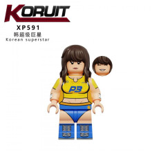 (Kt1080 (2 pcs)) KT1080 Soccer Cheerleader Building Block Minifigure Football Mascot Assembly Toy XP591-592 Creative DIY Play Set