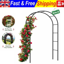 2.4M Garden Arch Trellis Arched Metal Tubular Frame Climbing Plant Archway