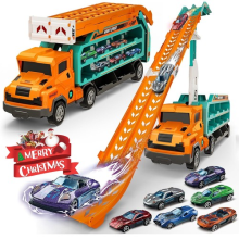 Big Transport Truck With 6 Small Cars Folding Double-Row Launch Track Racing Toy