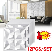 12Pcs/Set 3D Diamond Wall Panels,50*50cm PVC Indoor Wall Decoration Panels UK