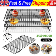 2 Tier Wire Cooling Tray Rack Cake Bread Biscuit Non Stick Shelf Baking Kitchen