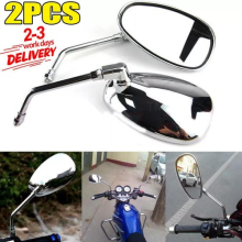 10mm silver Classic Motorcycle Mirrors Universal Bike/Motorbike Rear View M10 UK