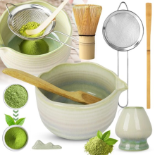 7PCS Matcha Whisk Set Matcha Making Kit Gradient Green Reusable for Tea Ceremony