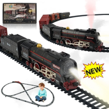 Electric Train Toy Set Classic Steam Train with Rail,Steam,Light,Realistic Sound