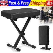 FOLDING PIANO STOOL KEYBOARD BENCH PADDED SEAT CUSHION CHAIR ADJUSTABLE HEIGHT