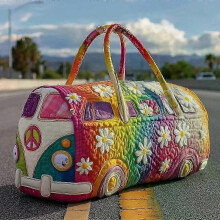 Sac de sport matelassé Hippie Van, sac de voyage de week-end, choix de cadeau tendance pour 2026, nouvel arrivage
