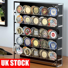 Acrylic Challenge Collectible Coins Holder Display Stand Case Shelves Desk Decor