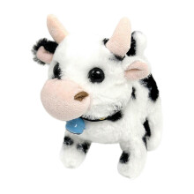 Juguete de peluche de vaca caminante con sonido MOO, cabeza asintiendo y cola meneando, juguete electrónico interactiv