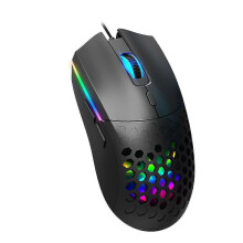 Luch Corda eirgeanamaíochta 6400DPI 6 Cnaipe RGB Soilsiú Bán