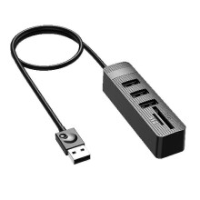 5 in 1 USB 2.0 Hub 3 USB-poorten Sd Tf-kaartlezer Abs Plastic Plug en Play voor schoot Bureaustandaard