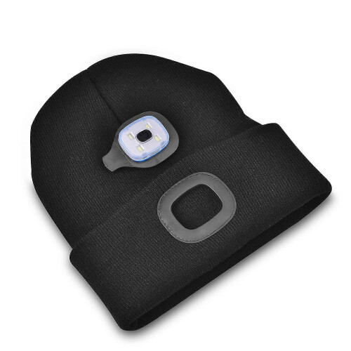Καπέλο LED Beanie, 4 LED Lighted Beanie Cap, USB Επαναφορτιζόμενο καπέλο τρεξίματος,