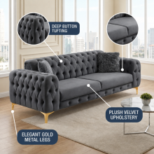 (Steel, 3+2 Seater) Luxury 1,2,3 Seater Velvet Sofa Chesterfield Settee Lounge Chaise Couch Loveseat
