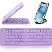 Foldable Bluetooth Keyboard with Phone Holder Full-Size 104