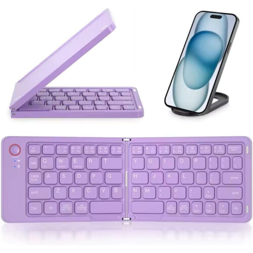 Foldable Bluetooth Keyboard with Phone Holder Full-Size 104