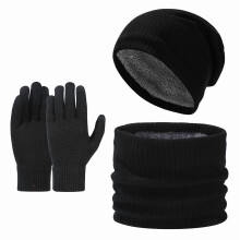 Winter Beanie Hat and Scarf Set with Touchscreen Gloves