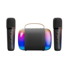 Portable Karaoke Machine with 2 Mics and LED Lights