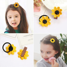 Sunflower Hair Rubber Bands and Alligator Clips Set for Kids