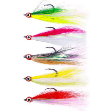 Fishing Bucktail Teaser Hooks with Feather Skirt 5 Pcs